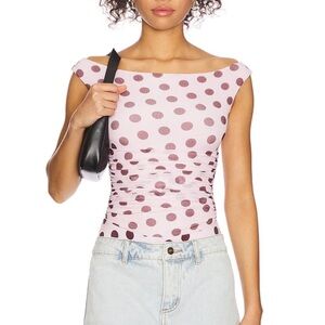 AFRM Pink Polka Dot Blouse